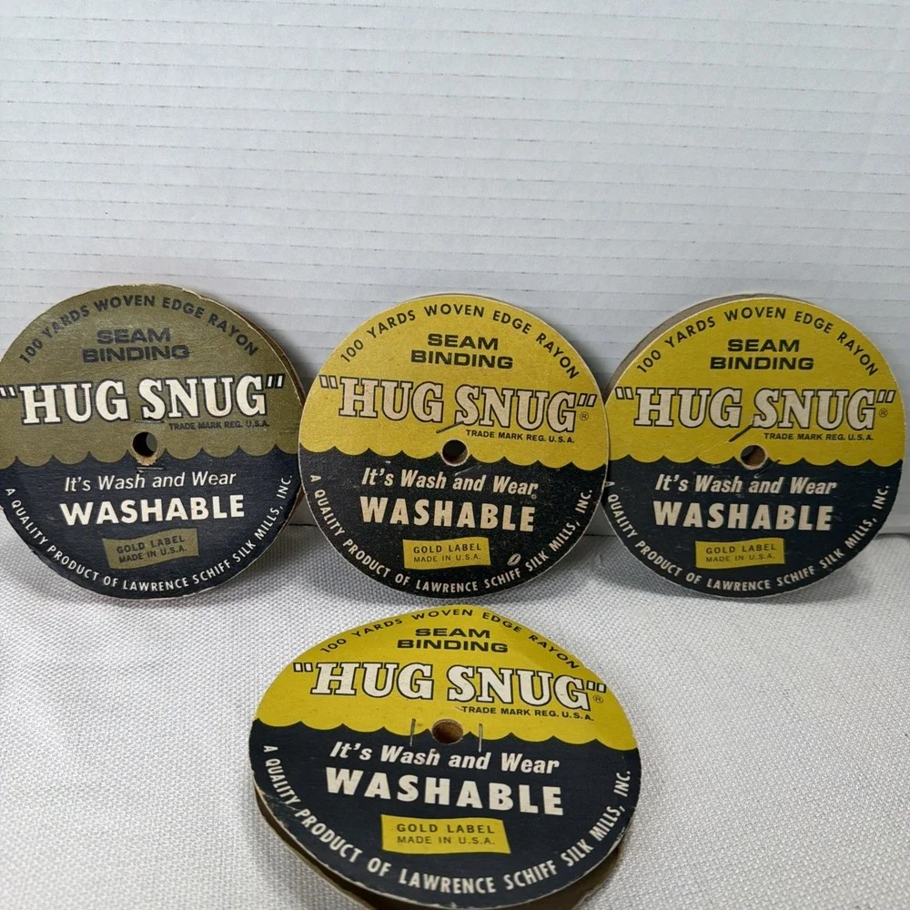 Lot of 4 random mix colors of hug snug vtg rayon seam binding ribbon (Partial)
